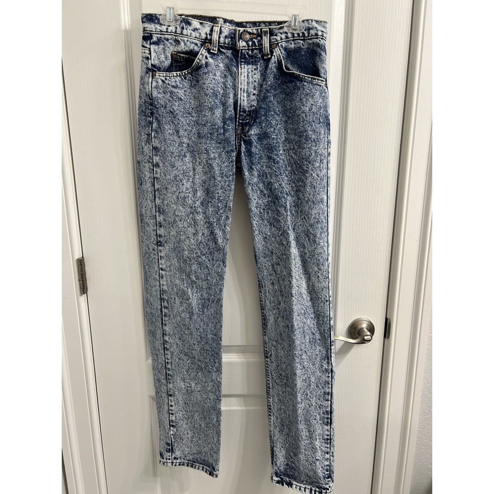 Vintage Levis 505 Orange Tab Acid Wash Jeans 29x33 Made in USA Blue Denim